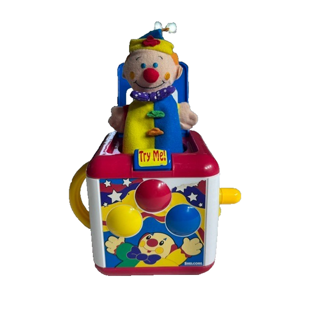 Shelcore Jack In The Box Musical Clown Pop Up Toy Lights Sounds 2000 Vtg Works